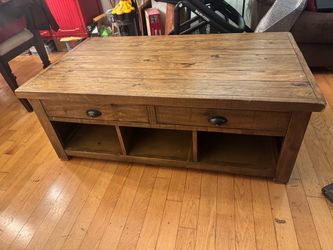 Rustic Wood Lift Top Hidden Storage Coffee Table with Drawers