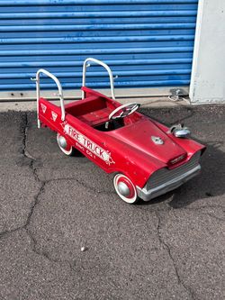 Vintage metal fire truck pedal car
