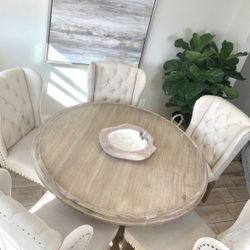 TABLE ONLY!! Z gallerie round washed oak wood dining table for kitchen
