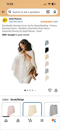 Breathable Nursing Cover Up for Breastfeeding - Privacy Nursing Covers - Newborn Essentials Must Haves - Improved Ponchy by Gold Mamas - Sand