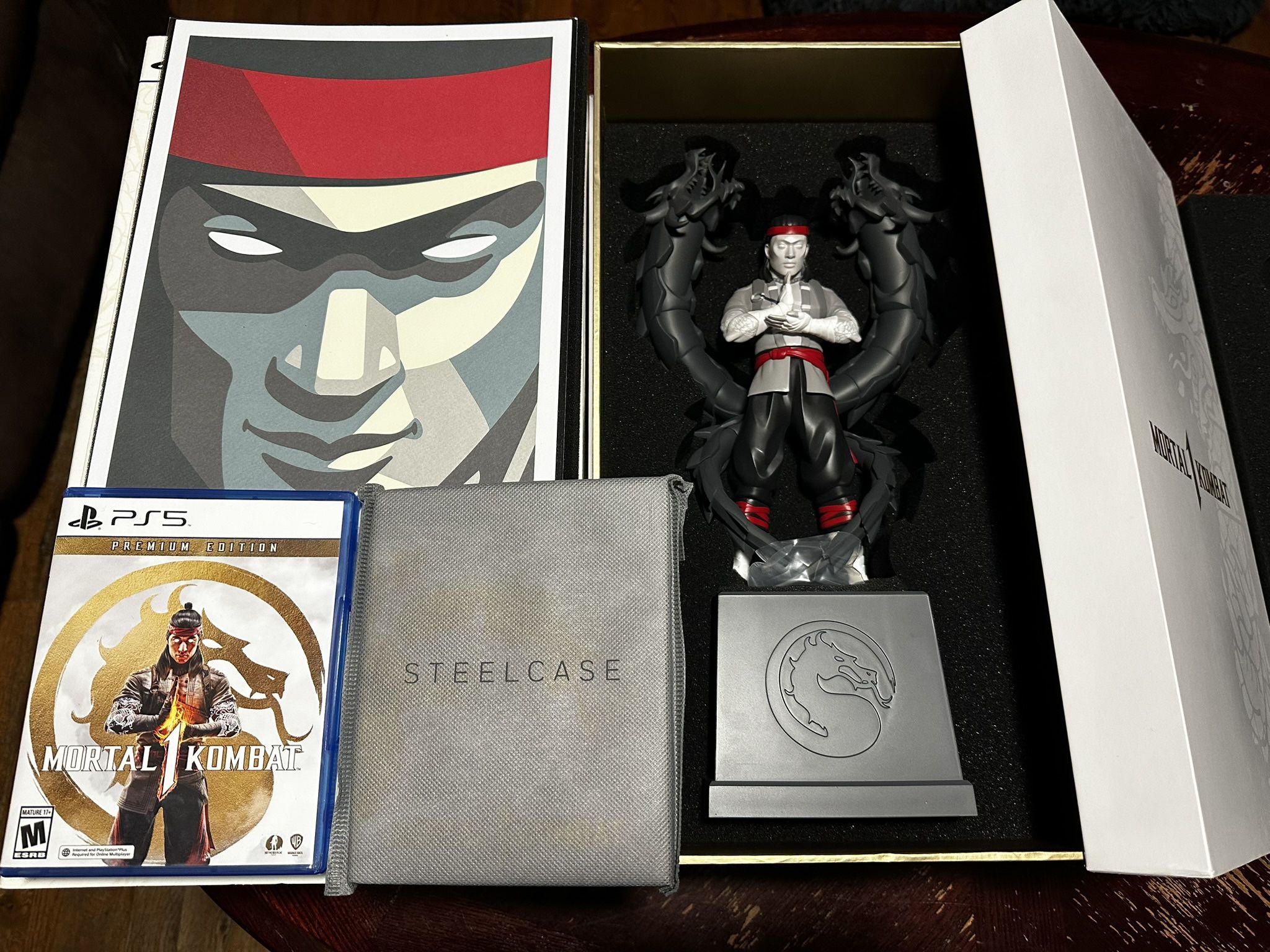 PS5 Mortal Kombat 1 Kollector’s Edition Game DLC Steel Book Case Artwork & Statue Collectors Edition