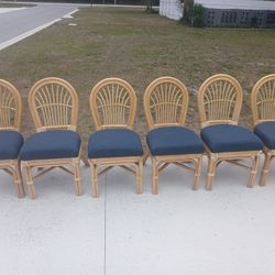 6 Boho Natural Rattan Dining Chairs 