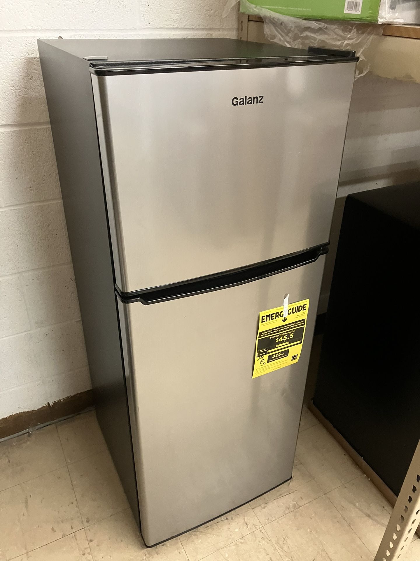 4.6. Cu ft Two Door Mini Refrigerator with Freezer, Stainless Steel, New