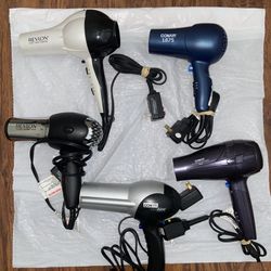 5/ Hair Dryer.  2 REVLON 1875W And 3-CONAIR 1875, ION Shine 1875,and CONAR CORD-KEEPER 1875