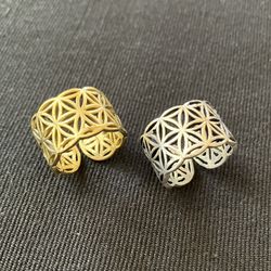 Flower of Life Ring Band..silver or gold~adjustable