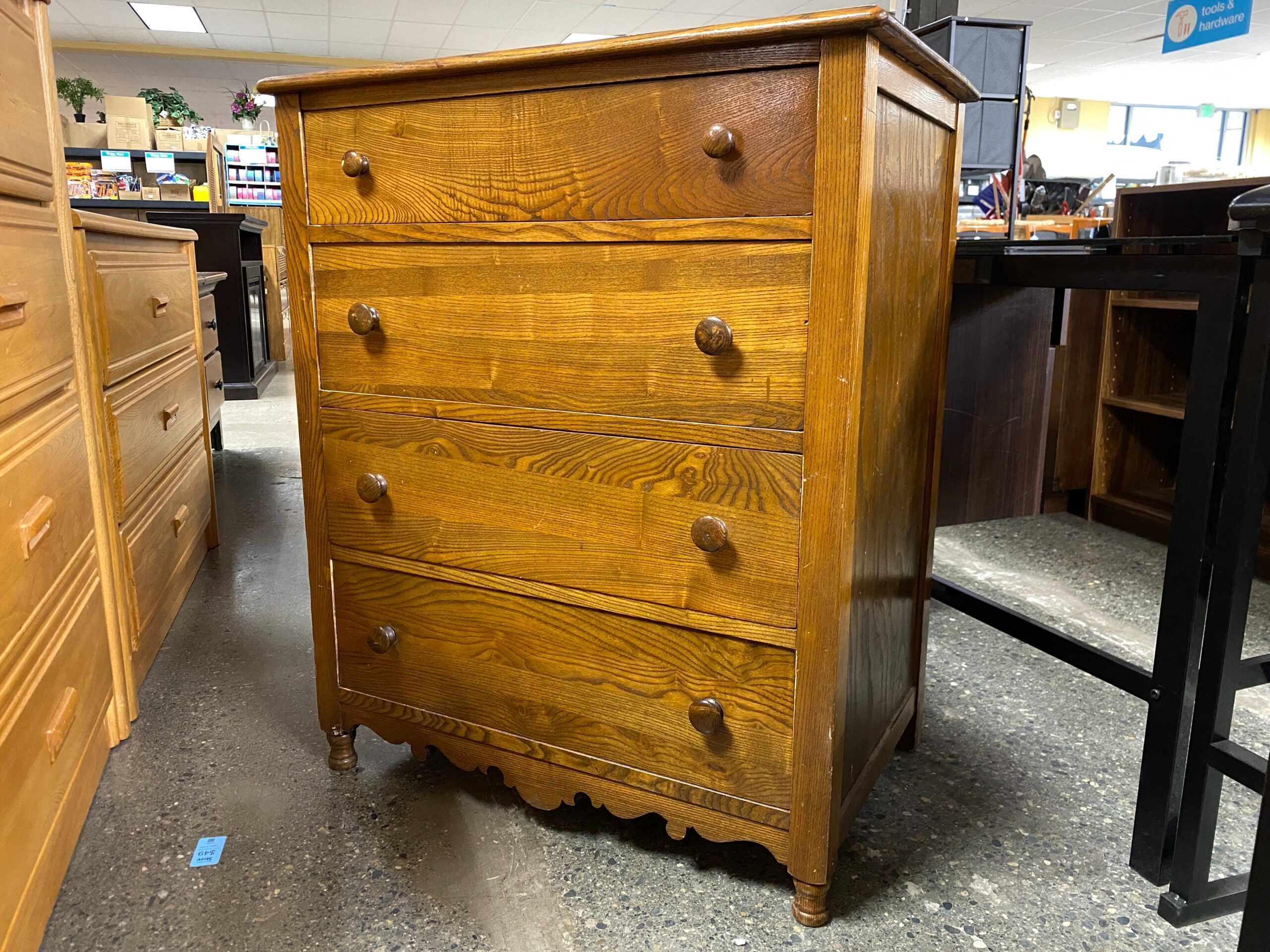 Solid Wood 4-Drawer Tallboy Dresser