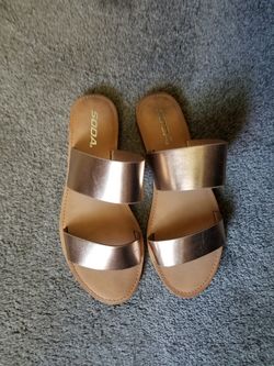 Rose gold flat slides
