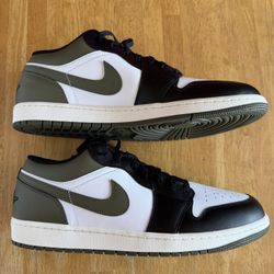 New Nike Air Jordan 1 Low Black White Medium Olive Shoes Men’s 11 14