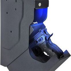 Gun Safe Biometric Quick Access Handgun Safes for Pistols Bedside Fingerprint Pistol safe Nightstand Smart Gun Safety Wall Mount Desk Keypad Key