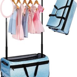 Dance Bag with Garment Rack, 29" Rolling Dance Competition Duffle Bag with Garment Rack & Silent Wheels, Collapsible Dance Suitcase for Dance Competit