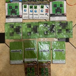 Minecraft 16 Package Minecraft Party Bundle. 4 Table Cloths, 4 Napkins, 2 Balloon Backdrops. 4 Tattoo Sets, Etc $15 FOR 16 Packages Less Than $1/pc