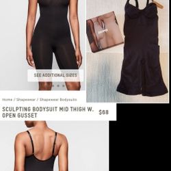 SKIMS Shapewear Sculpting Bodysuit Mid Thigh w/ Open Gusset