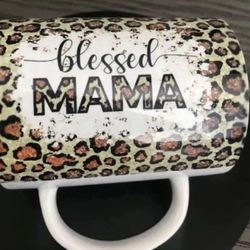 ☕️ New! Animal Leopard Print Blessed Mama 15 oz Ceramic Mug Coffee Cup w Box