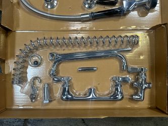 Commercial faucet with sprayer hose goose neck commercial restaurant faucet 8" base Stainless Steel Triple Sink NSF