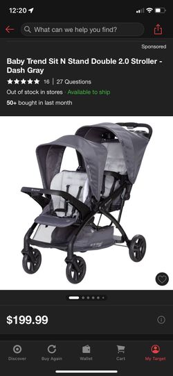 Baby Trend Sit N Stand Double 2.0 Stroller - Dash Gray