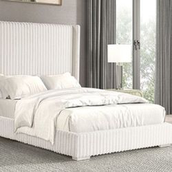 Brand New White Contemporary Style Queen Bed Frame (Available In Eastern King)