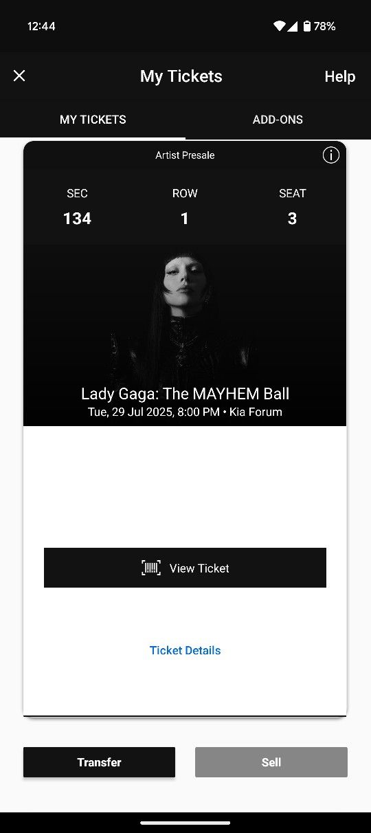 Lady Gaga at the Kia Forum. The Mayhem Ball Tour Concert Tickets