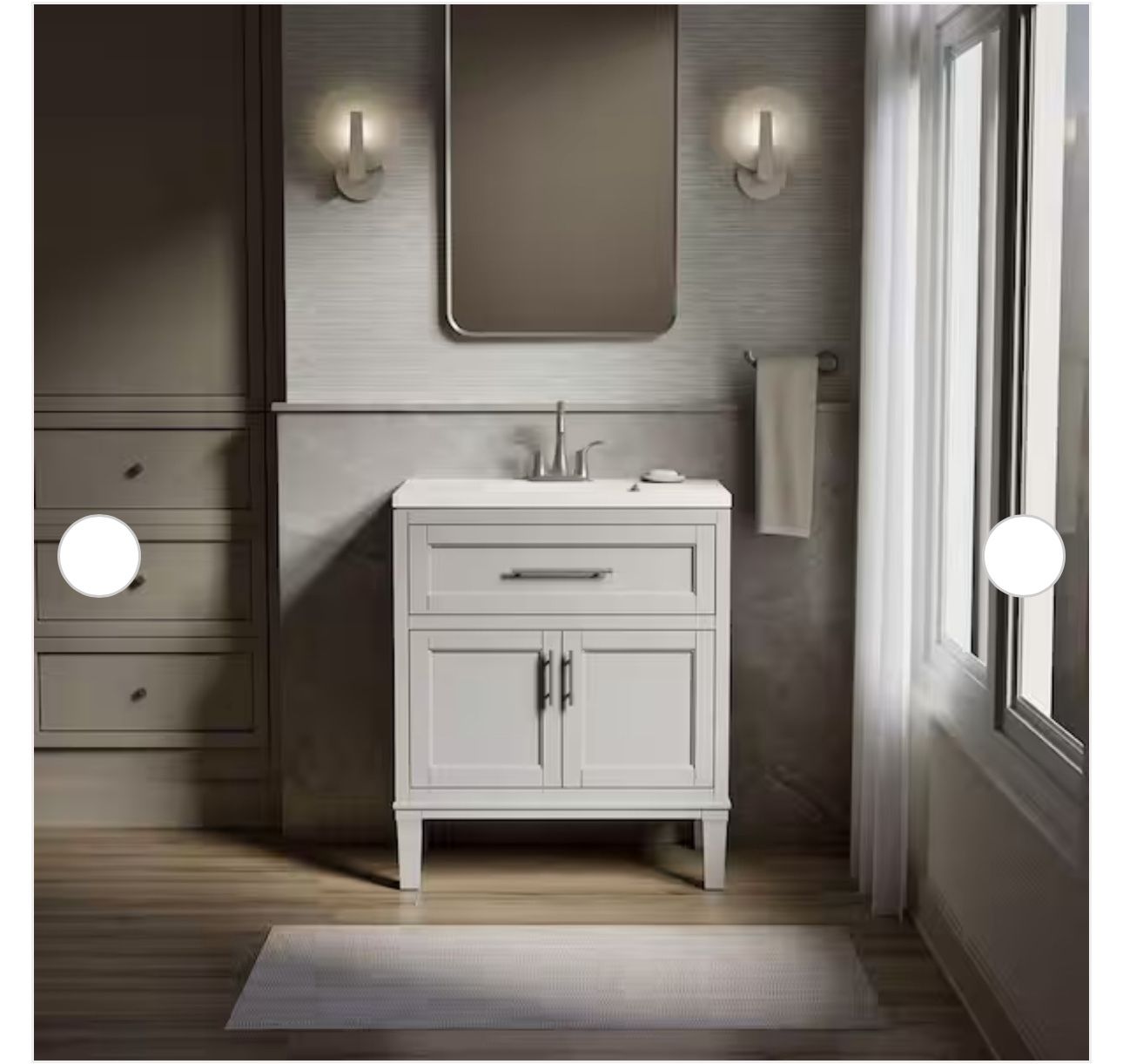 Chesil 30in. Single Sink Freestanding Atmos Grey Bath Vanity with Bianco Bella Quartz Top Assembled