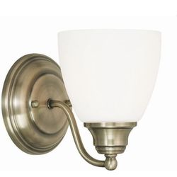 New Livex 7.5” Lighting 13671-01 Somerville 1 Light Wall Sconce, Antique Brass Up or Down Hardwired