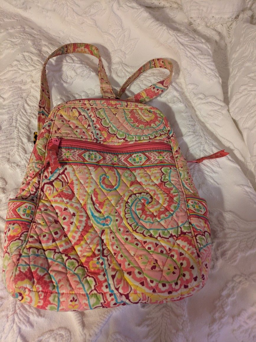 Vera Bradley Pink Paisley Back Pack Side Pockets