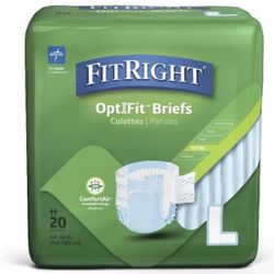 FitRight OptiFit Extra Adult Briefs, Incontinence Diapers with Tabs, Moderate Absorbency, Large, 44 to 56", 20 Count (Pack of 4)