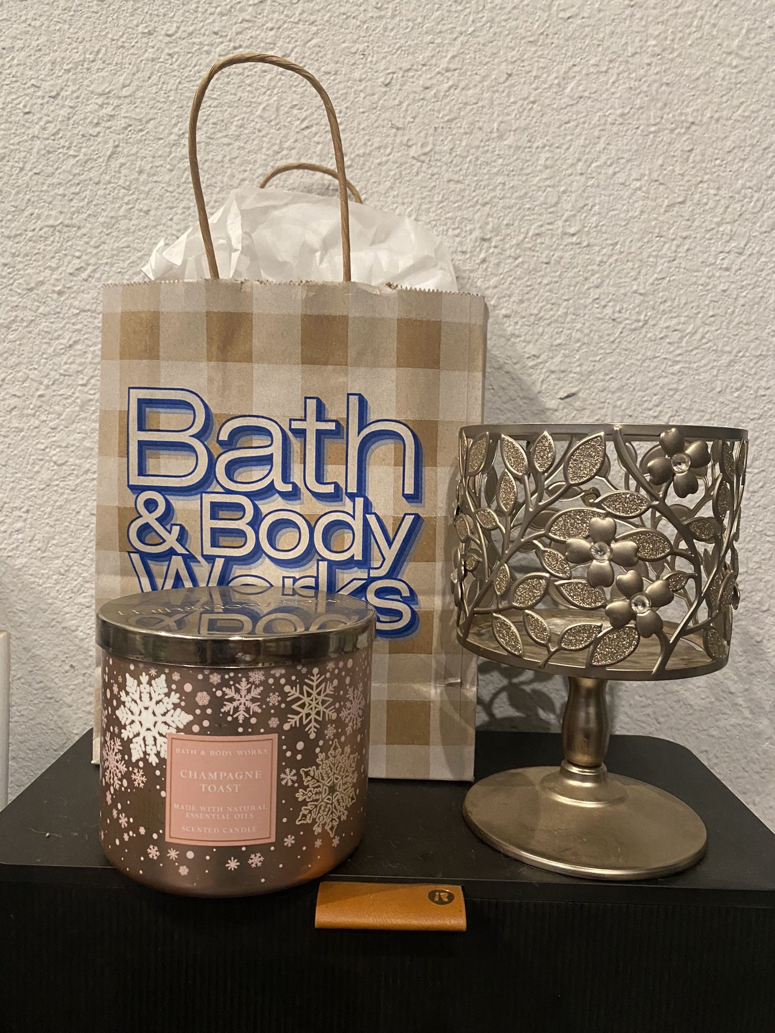 Bath And Body Works Candle And Candle Holder 