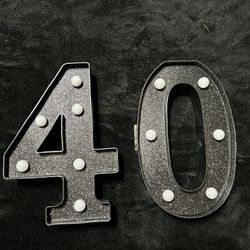  black glitter 40 table top 8” lights 