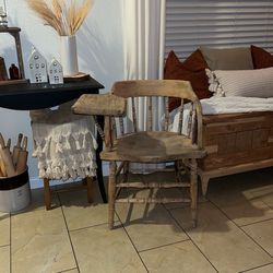 Antique  Chair Super Old Vintage School Desk Looking Wood Material