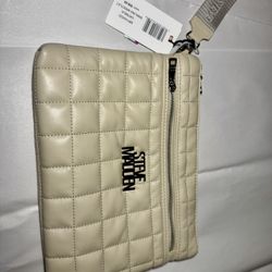 Steve Madden quilted new wallet with wrist strap beige bone 