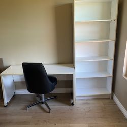 Desk, Chair And Bookcase Set