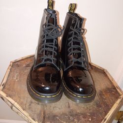 Dr. Martens Black Patent Leather Lace-Up Boots