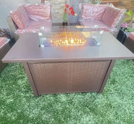 Elegant Fire Pit 🔥🔥🔥 With Glass & Blue Rocks 