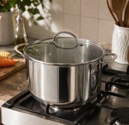 6 Quart Stainless Steel Stock Pot with Glass Lid