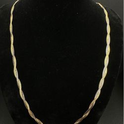 14k Yellow & white gold braided chain