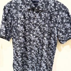 Brand New black floral short sleeve shirt - Size L. 