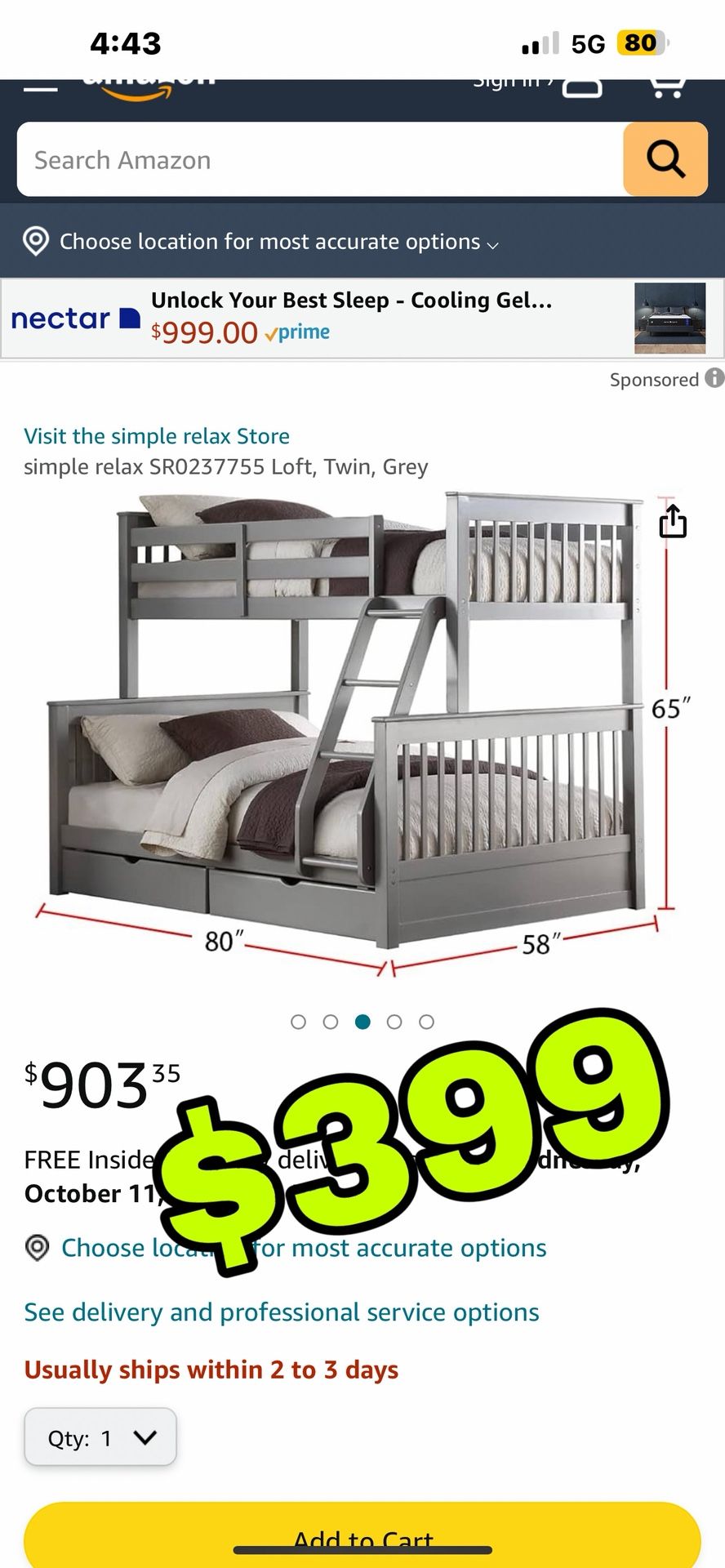 Beautiful New Twin Over Full Bunk Bed W/ Storage Only $399!!! Original Price $903!!!