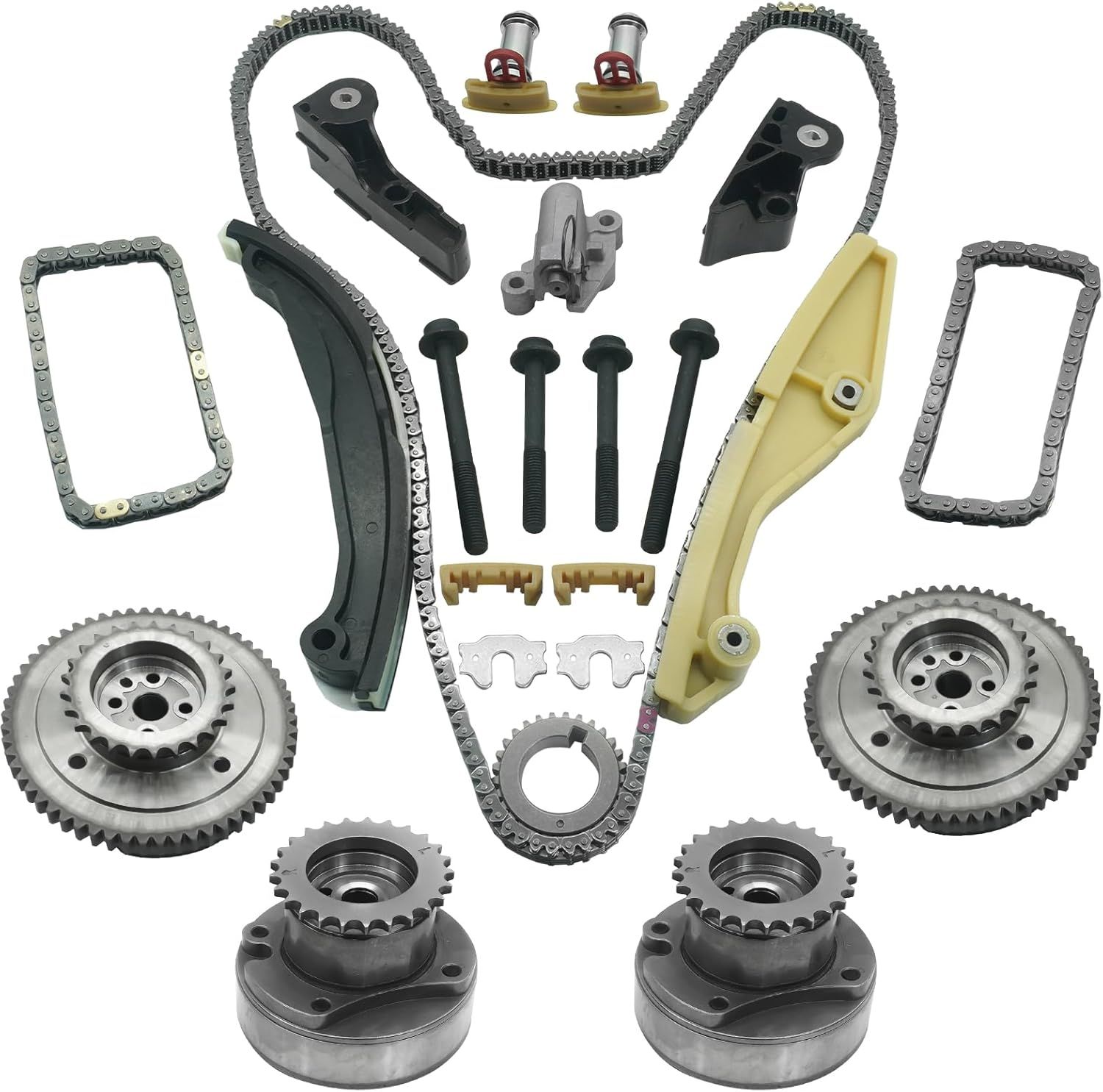 90738S Timing Chain Kit with VVT for 2011-2017 Ford Explorer F150 Edge Taurus Mustang Transit Flex 3.5L 3.7L / 2013-2016 Lincoln MKX MKZ MKS 3.7 Cam P