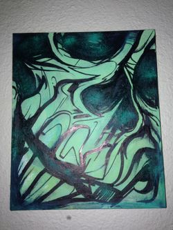 Green Skull Painting