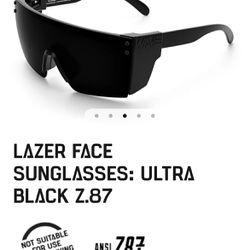 LAZER FACE SUNGLASSES: ULTRA BLACK Z.87 WITH SIDE SHIELDS 
