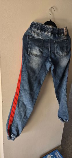 Jeans with red stripes on the side, boys 8 to 10years