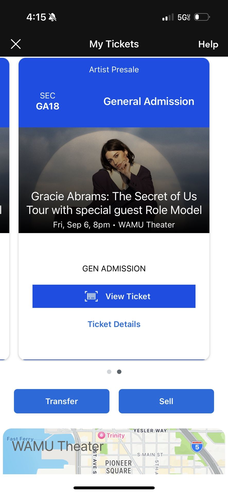 2 Gracie Abrams TSOU Tour Tickets 9/6