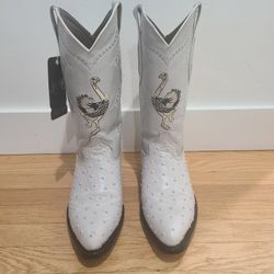 Men's Ostrich Print Boots Size 8 1/2
