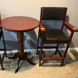 Wood Pub  Table With 2 Pub Chairs