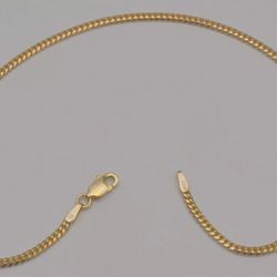 Gold chain 14k solid yellow cuban link anklet bracelet 9.25 in 2.0 mm 3.4 gr