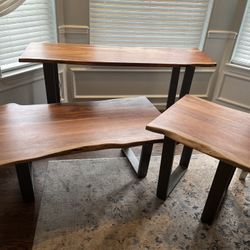 Live Edge Wood And Metal Table Set