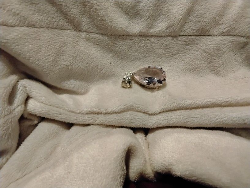 Elegant Pink Tear Shaped Pendant Marked 925 Sterling Silver