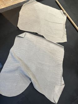 Grey Embossed Leather Hide