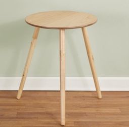 Round Wooden Side Accent Table W/GLASS, 20" Diam