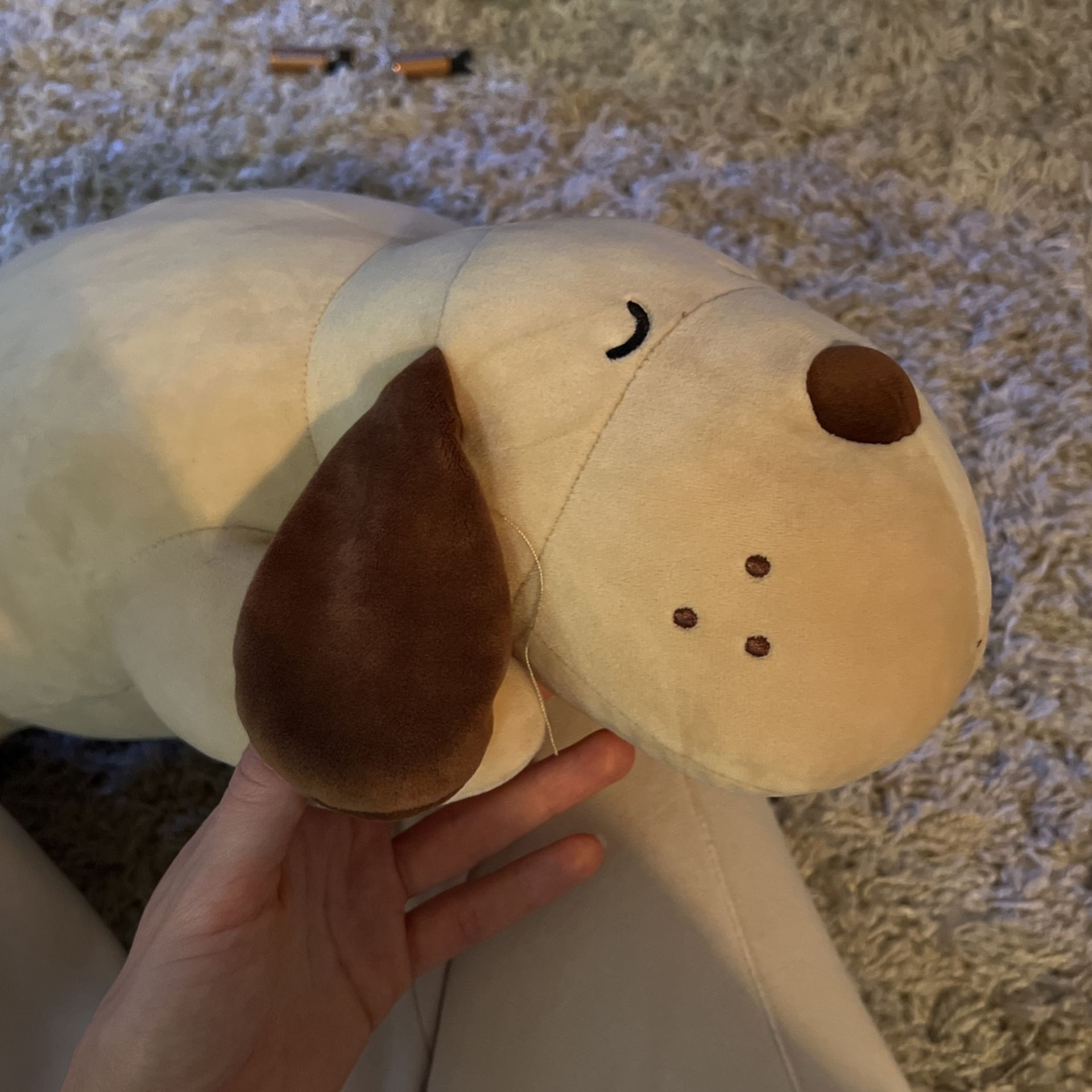 Miniso Life Brown Sleeping Puppy Dog Stuffed Animal Plush 18" Soft Zoo Farm