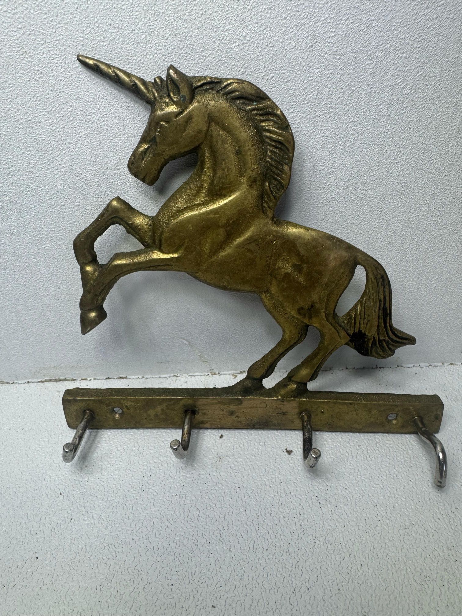 Vintage Brass Unicorn Horse Key Holder